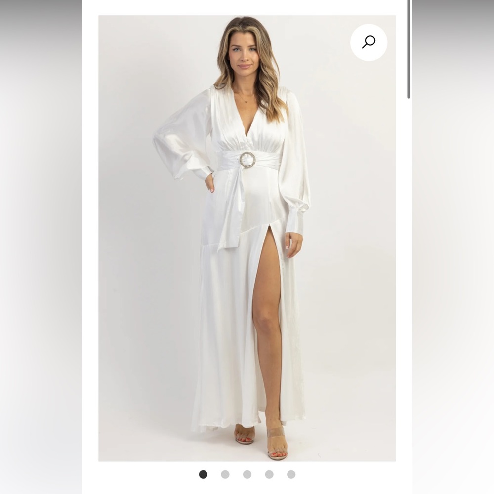 Shea Silky Side Slit Maxi Gown White Formal Small NWT L’Beye Bridal Prom